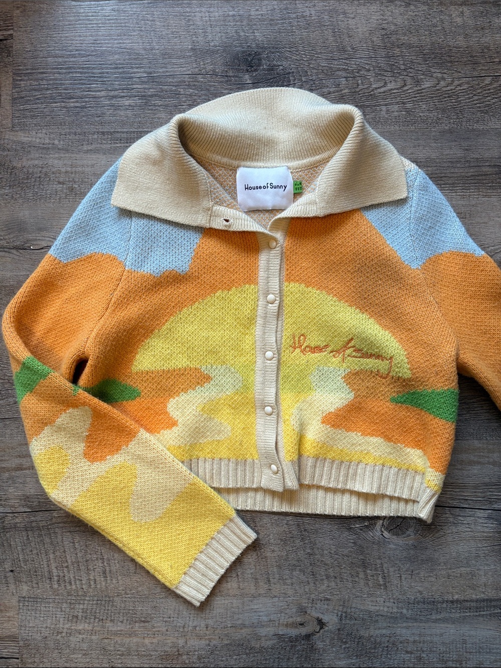House of Sunny Day Tripper Jacquard Cropped Cardigan